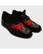 Black Leather Tartan Ghillie Brogues Shoes | Scot Kilt Store