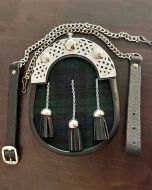 Black Watch Tartan Silver Cantle Sporran With Chain - scot kilt store