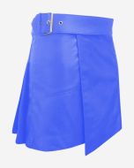 Women Blue Leather Kilt  With Buckle - Scot Kilt Store
