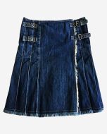 Blue Denim Pleated Kilt For Women - Scot Kilt Store