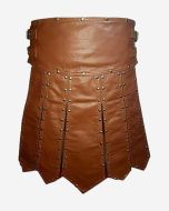 Men's Brown Gladiator Leather Utility Kilt - Scot Kilt Store