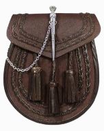 Brown Leather Braided SporranThistle Pin Lock - Scot Kilt Store