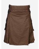Brown Utility Kilt For Man With Leather Strap - Scot Kilt Store