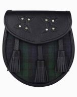 Genuine Leather with Black Watch Tartan Sporran - scot kilt store