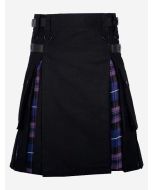 Black Cotton & Pride Of Scotland Tartan Hybrid Kilt - Scot Kilt Store