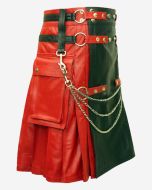 Red & Black Leather Fashion Kilt - Scot Kilt Store