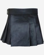 Women's Black Leather Modern Mini Kilt - Scot Kilt Store
